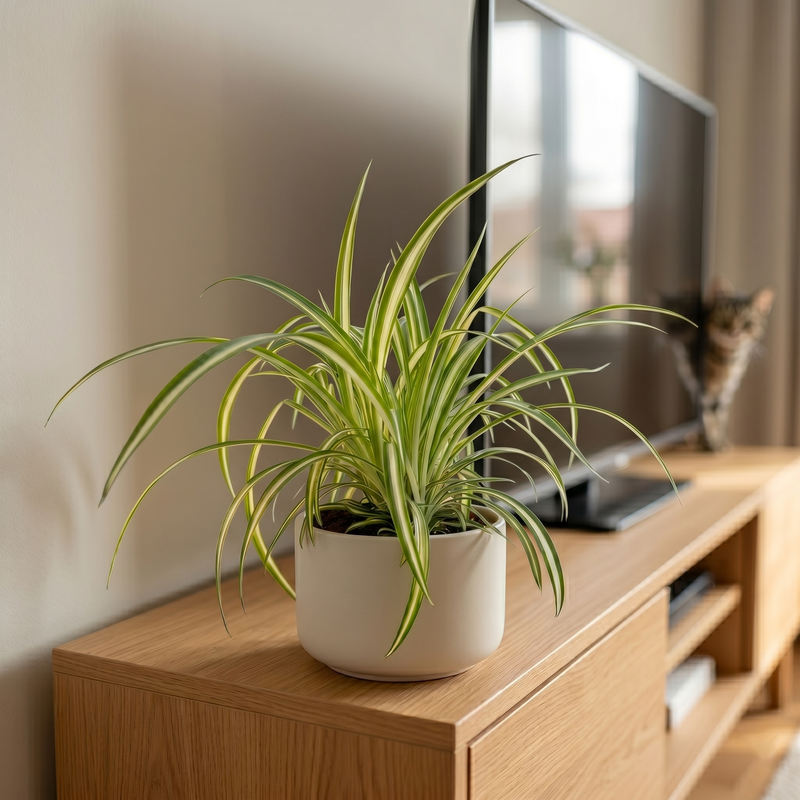 Chlorophytum comosum Variegatum - Bonte Graslelie - Pot 12cm - Hoogte 20cm